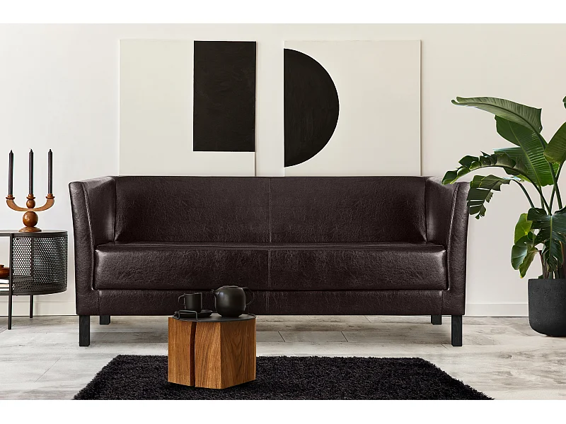 Modernes Sofa 3 Sitzer aus Kunstleder - dunkelbraun - ESPECTO