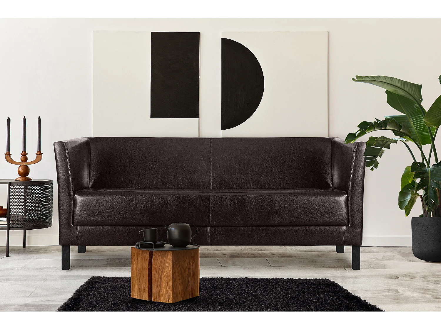 Modernes Sofa 3 Sitzer aus Kunstleder - dunkelbraun - ESPECTO