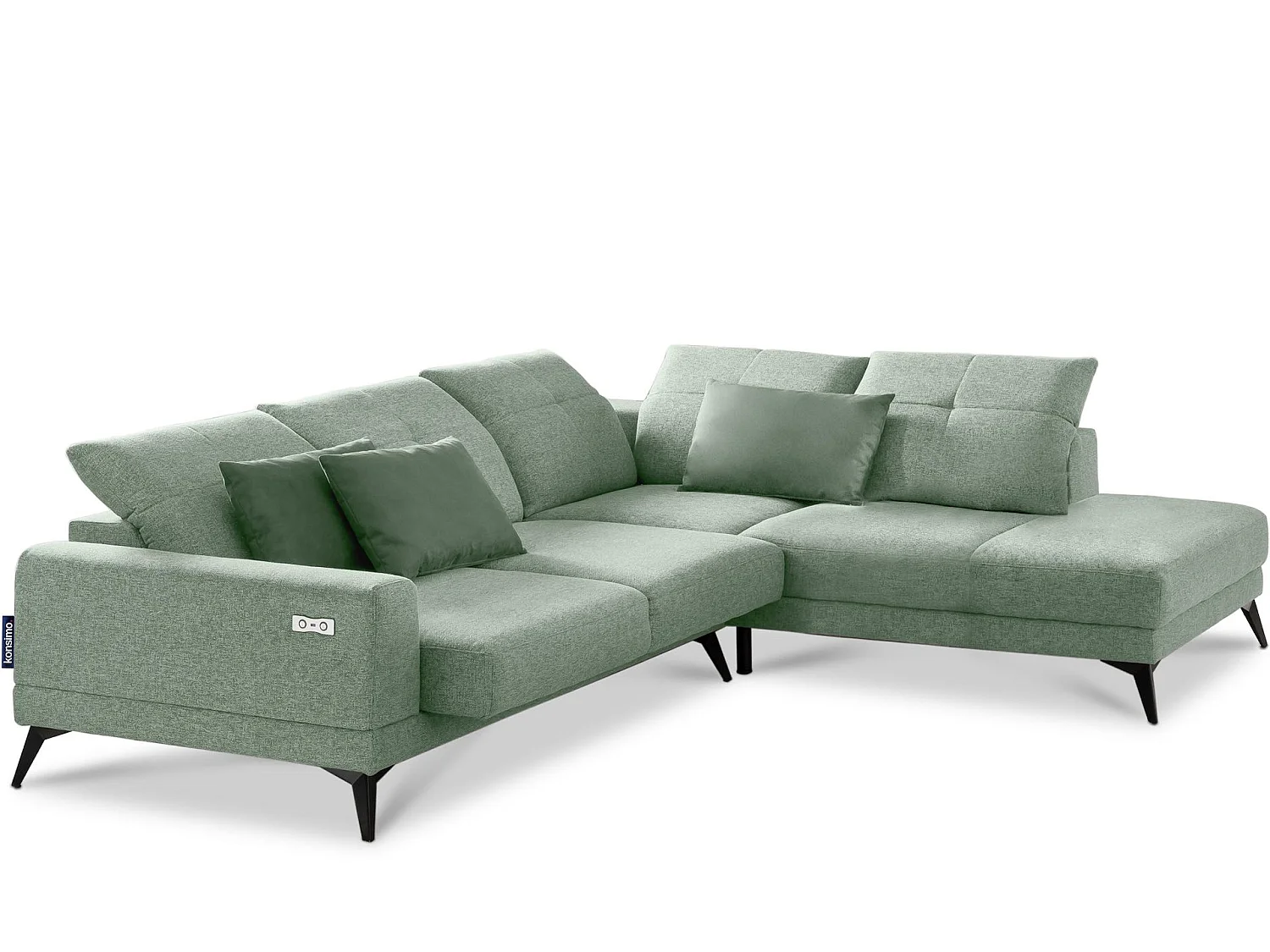 Canapé d'angle 4/5 places avec fonction électrique - vert. Fonction relax - vert - DAVIDI