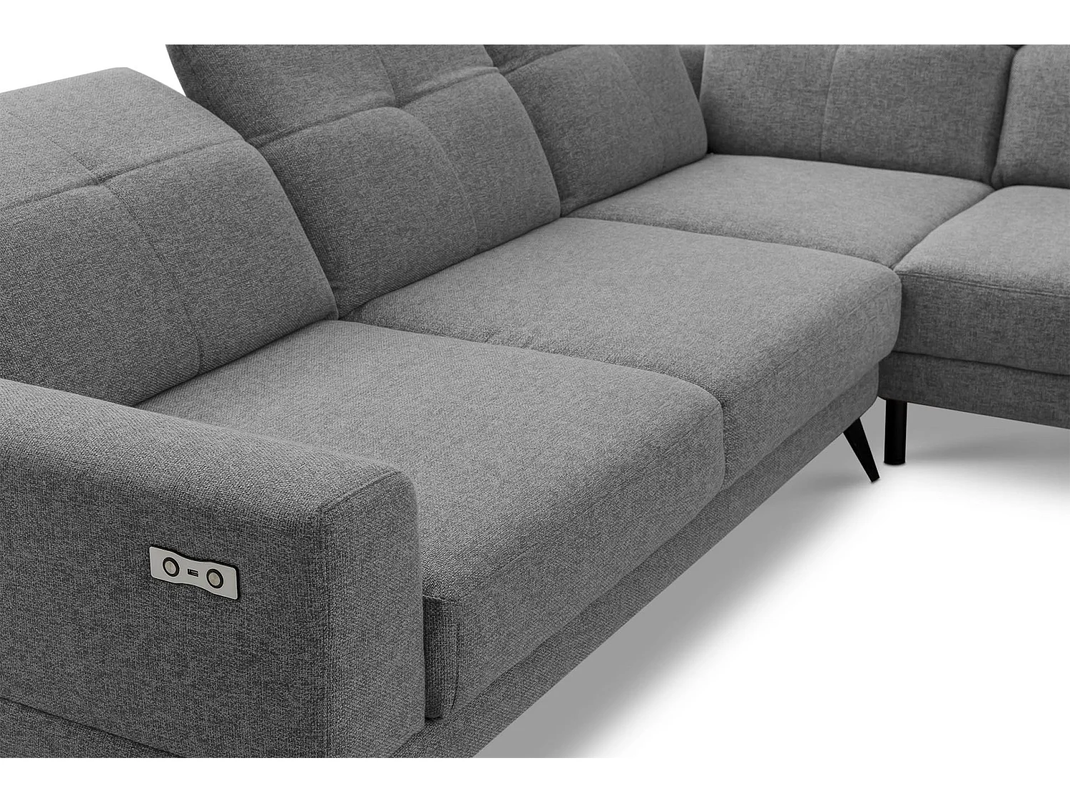 Eckgarnitur 4/5 Sitzer mit elek. Relaxfunktion - grau - DAVIDI