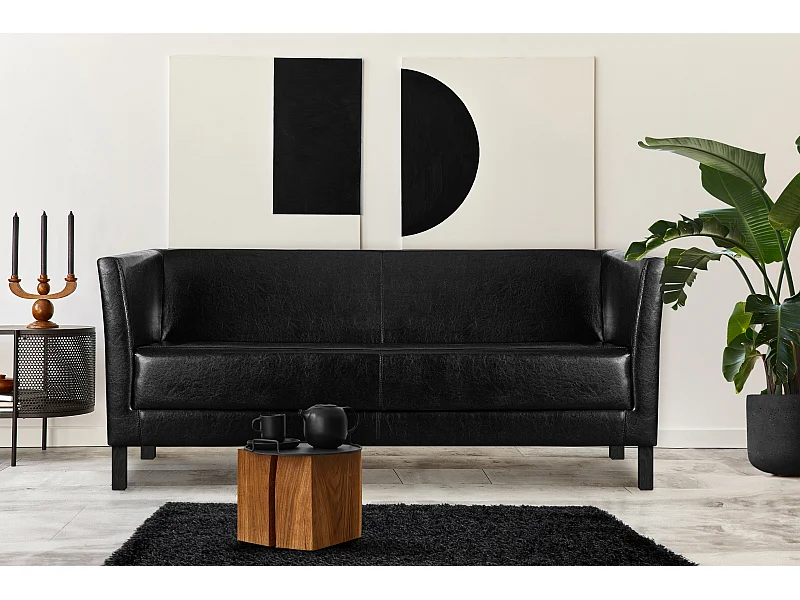 Modernes  Sofa 3 Sitzer aus Kunstleder - schwarz - ESPECTO