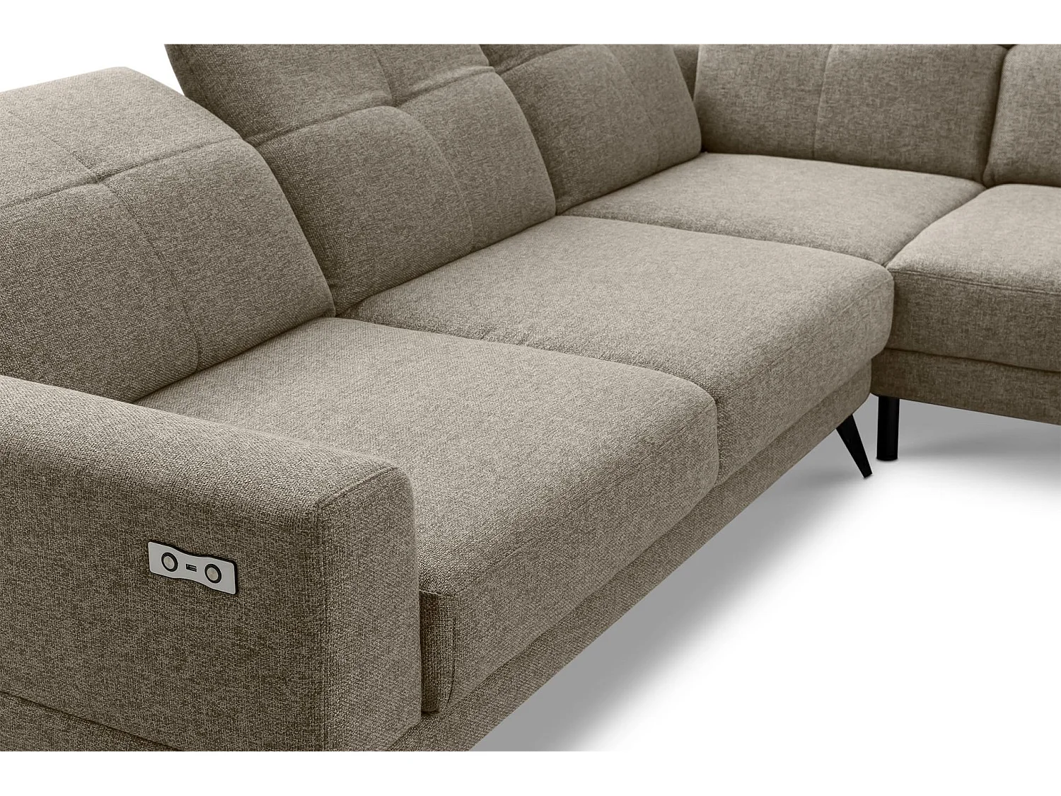 Eckgarnitur 4/5 Sitzer mit elek. Relaxfunktion - Hellbraun - DAVIDI