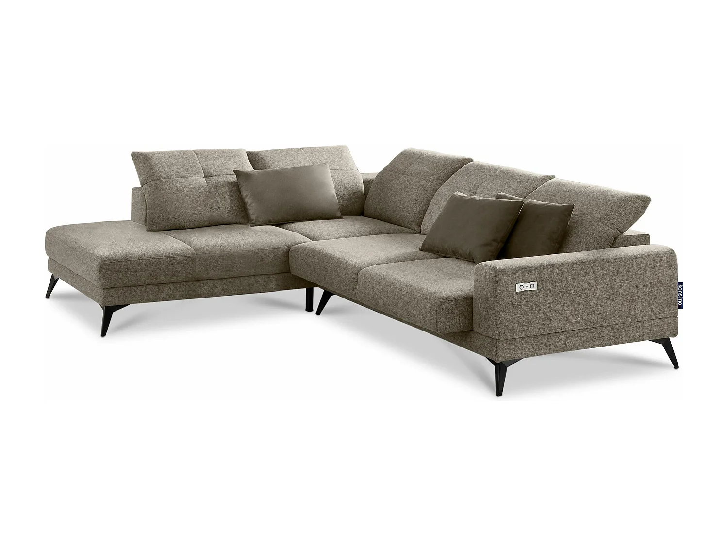 Eckgarnitur 4/5 Sitzer mit elek. Relaxfunktion - Hellbraun - DAVIDI