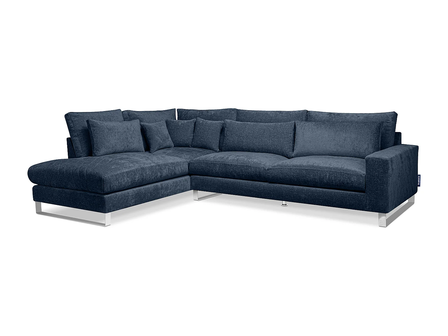 Canapé d'angle confortable 4/5 places gauche avec revêtement chenille - bleu foncé - BRENTIS