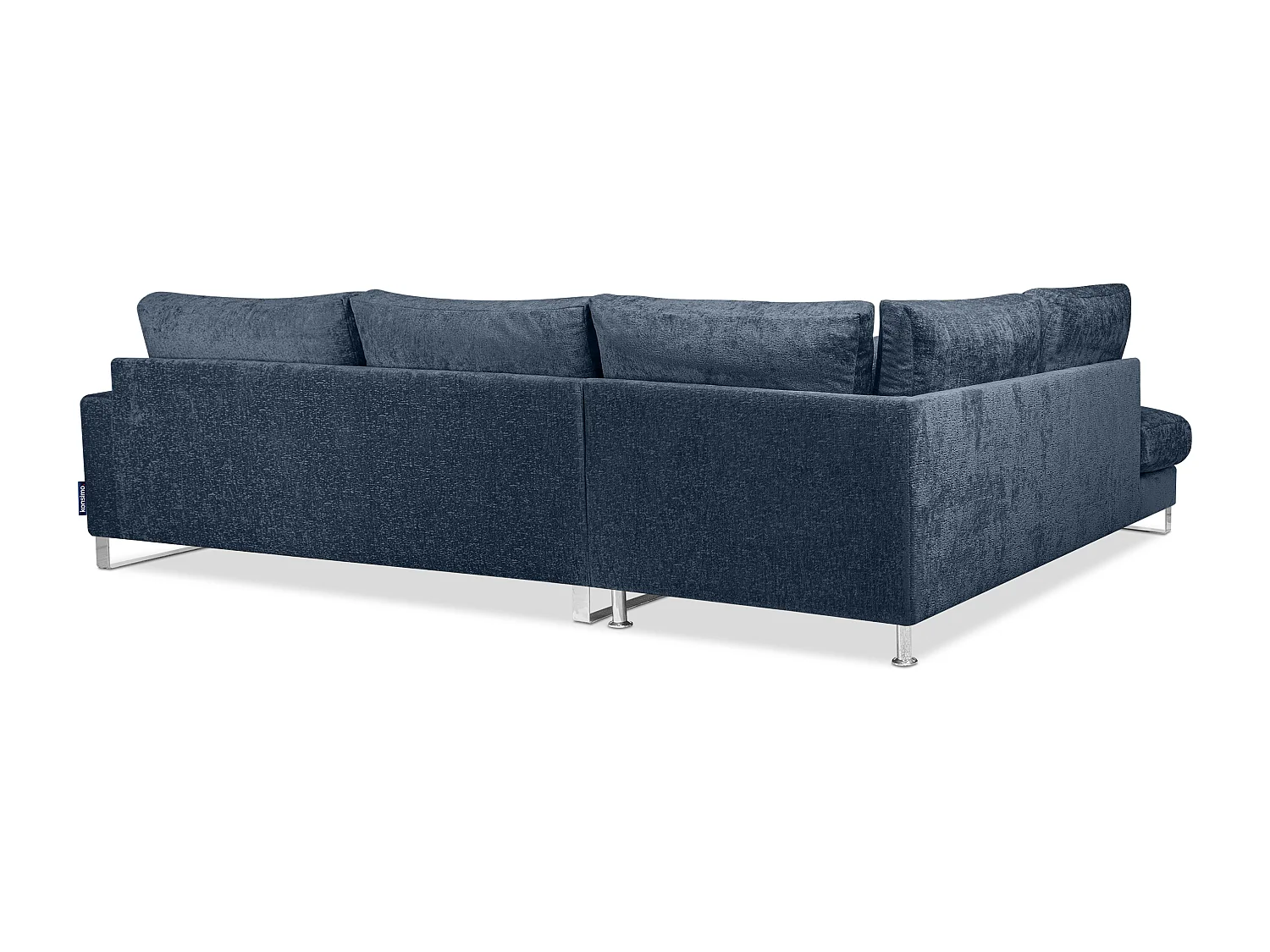 Canapé d'angle confortable 4/5 places gauche avec revêtement chenille - bleu foncé - BRENTIS