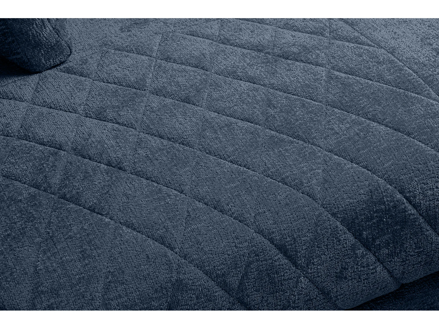 Canapé d'angle confortable 4/5 places gauche avec revêtement chenille - bleu foncé - BRENTIS