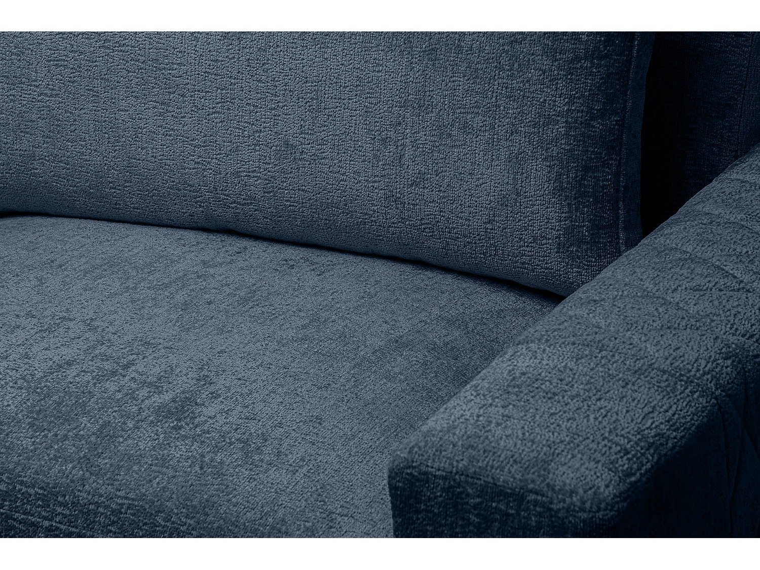 Canapé d'angle confortable 4/5 places gauche avec revêtement chenille - bleu foncé - BRENTIS