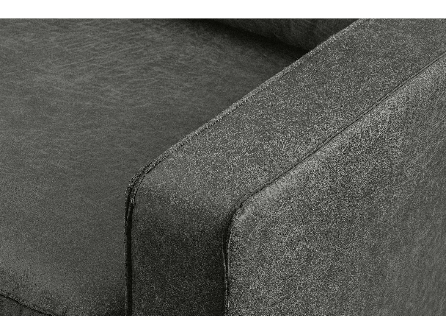 Loft Canapé d'angle gauche 4 places en cuir et microfibre - gris foncé - INVIA