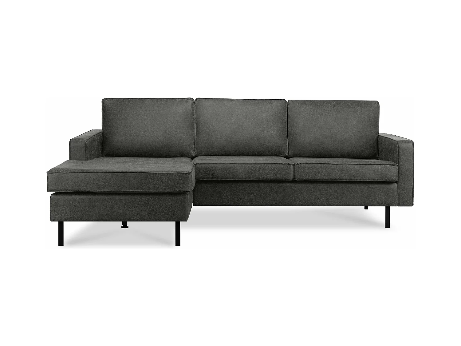Loft Canapé d'angle gauche 4 places en cuir et microfibre - gris foncé - INVIA