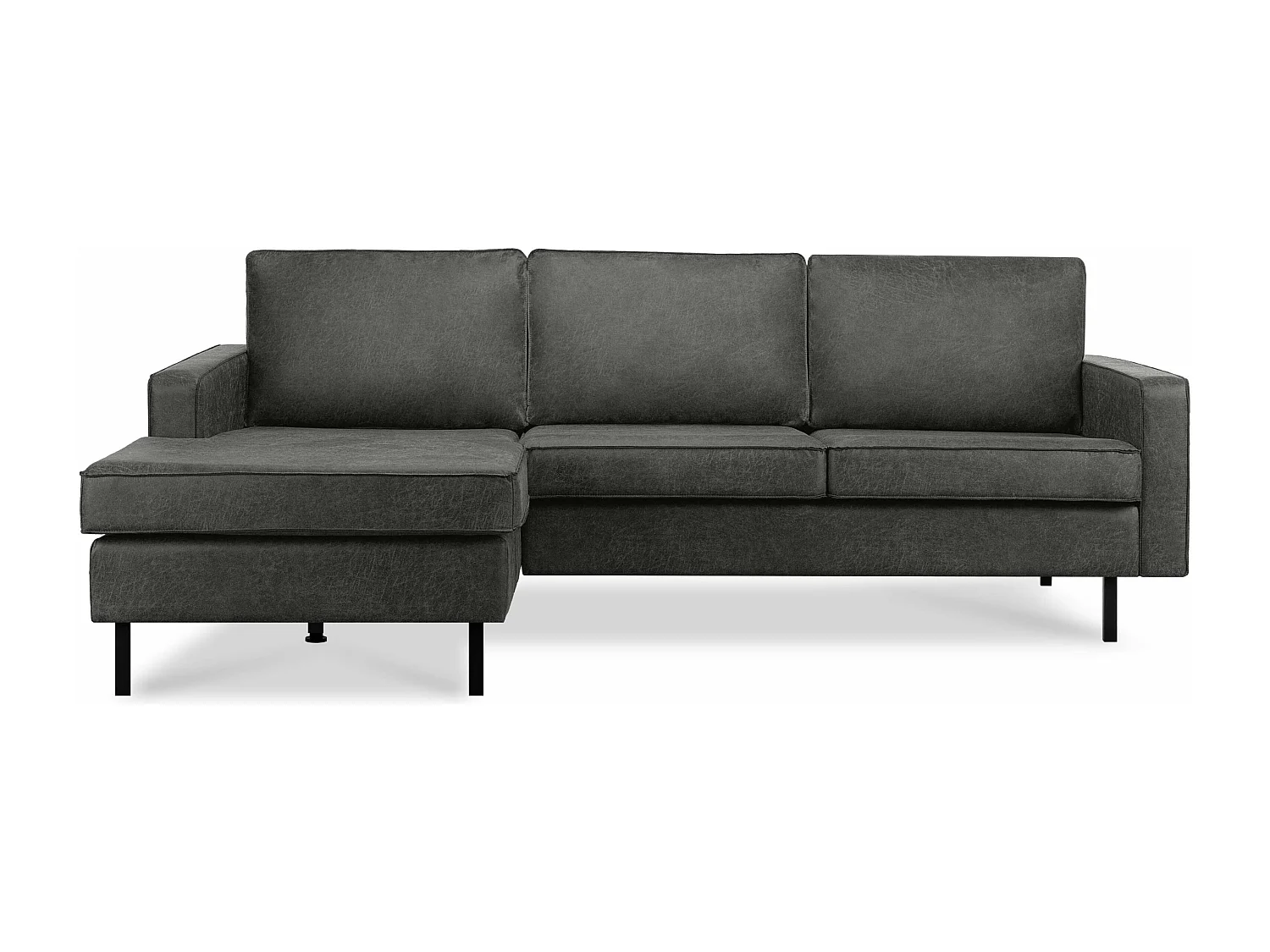 Loft Ecksofa links 4 Sitzer aus Leder und Mikrofaser - dunkelgrau - INVIA
