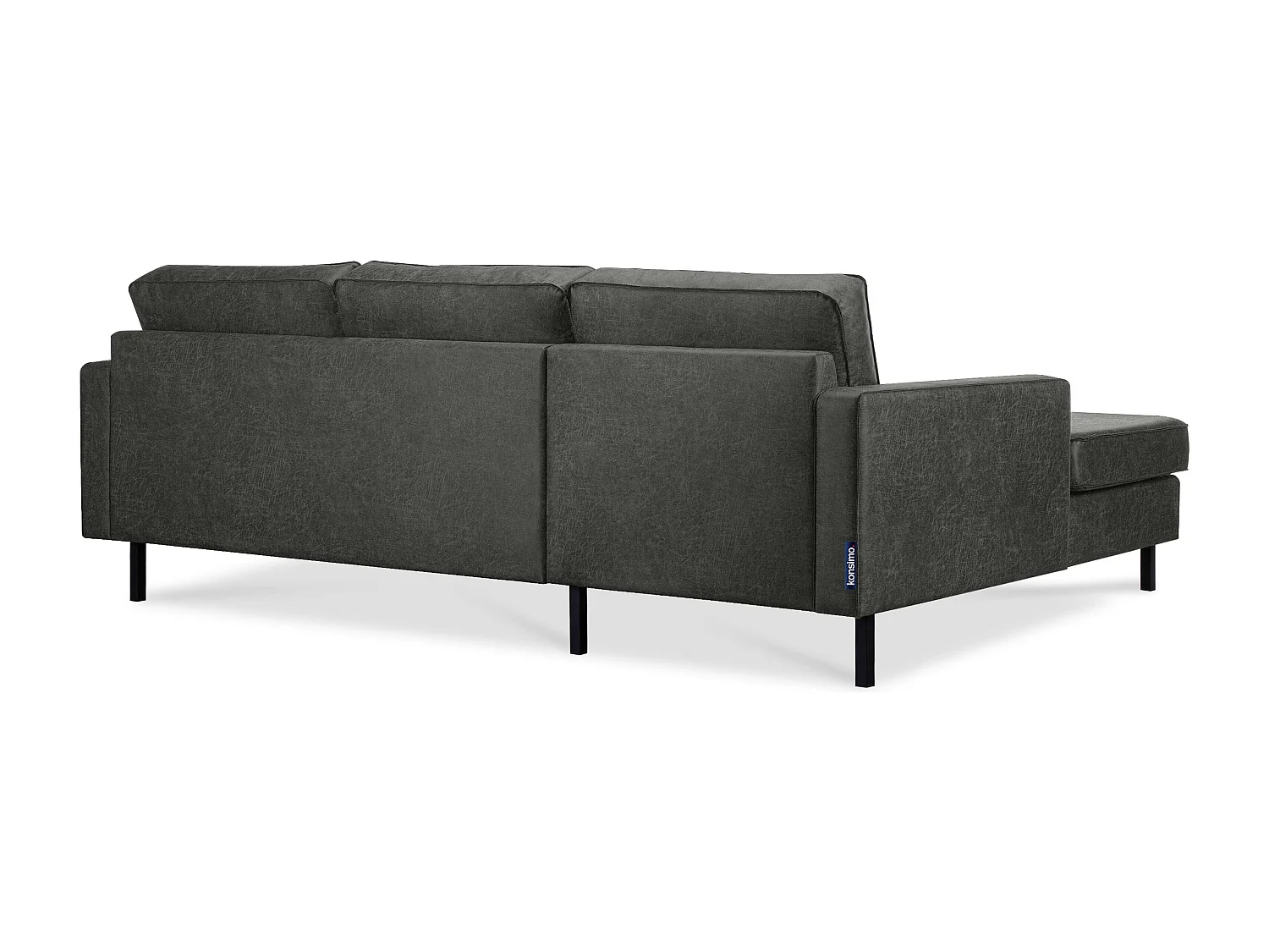 Loft Ecksofa links 4 Sitzer aus Leder und Mikrofaser - dunkelgrau - INVIA