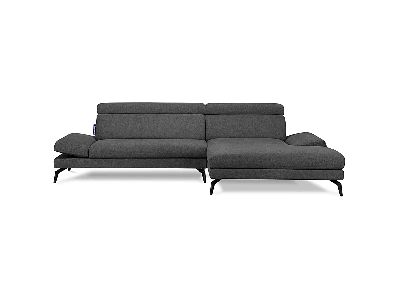 Ecksofa Modern - 4 Sitzer - bewegliche Kopfstütze - dunkelgrau - RENAR