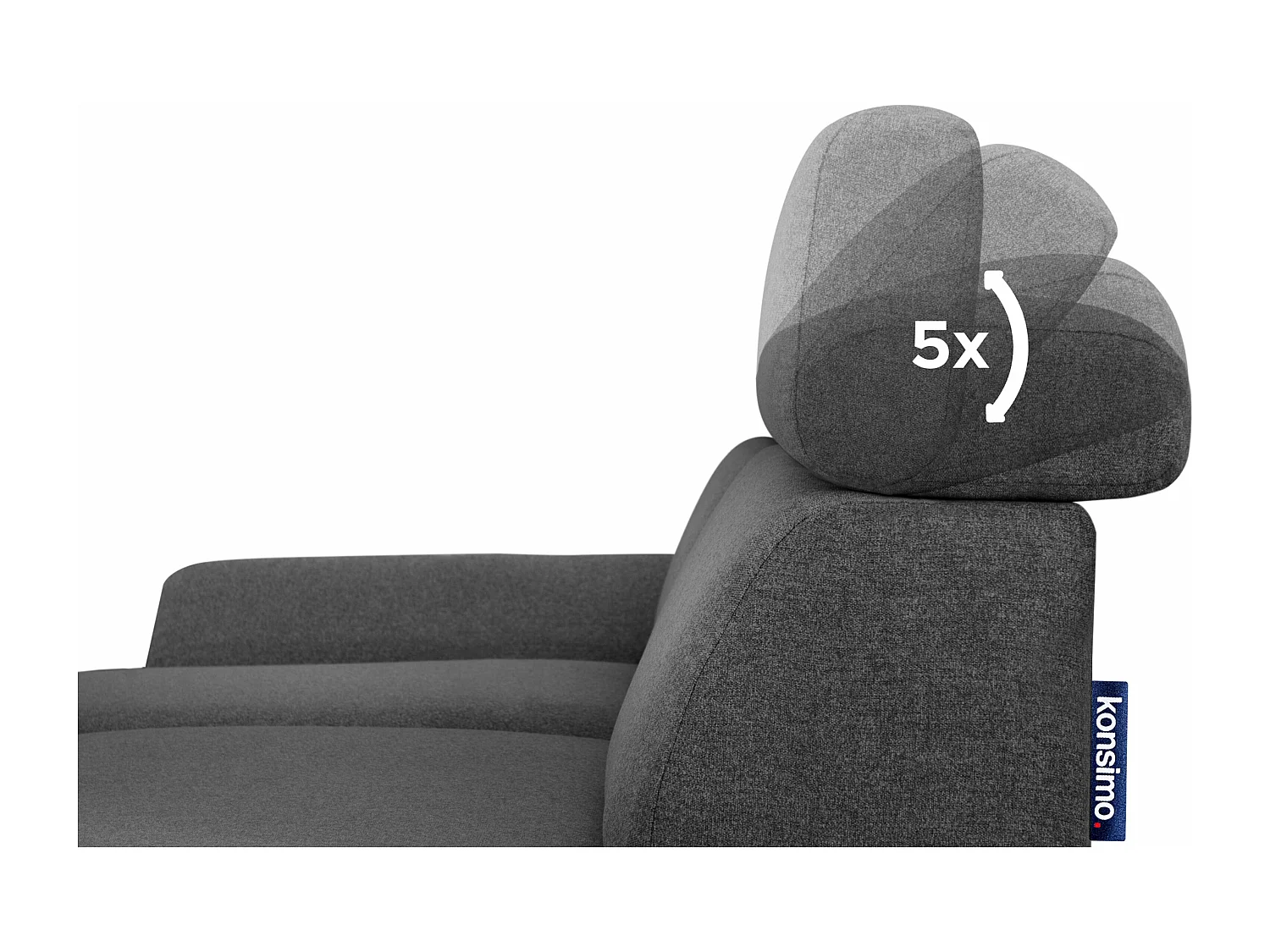 Ecksofa Modern - 4 Sitzer - bewegliche Kopfstütze - dunkelgrau - RENAR