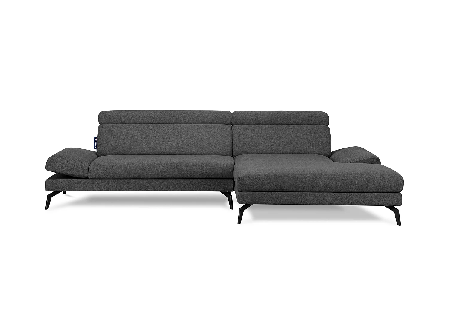 Canapé d'angle Moderne - 4 places - appuie-tête mobile - gris foncé - RENAR