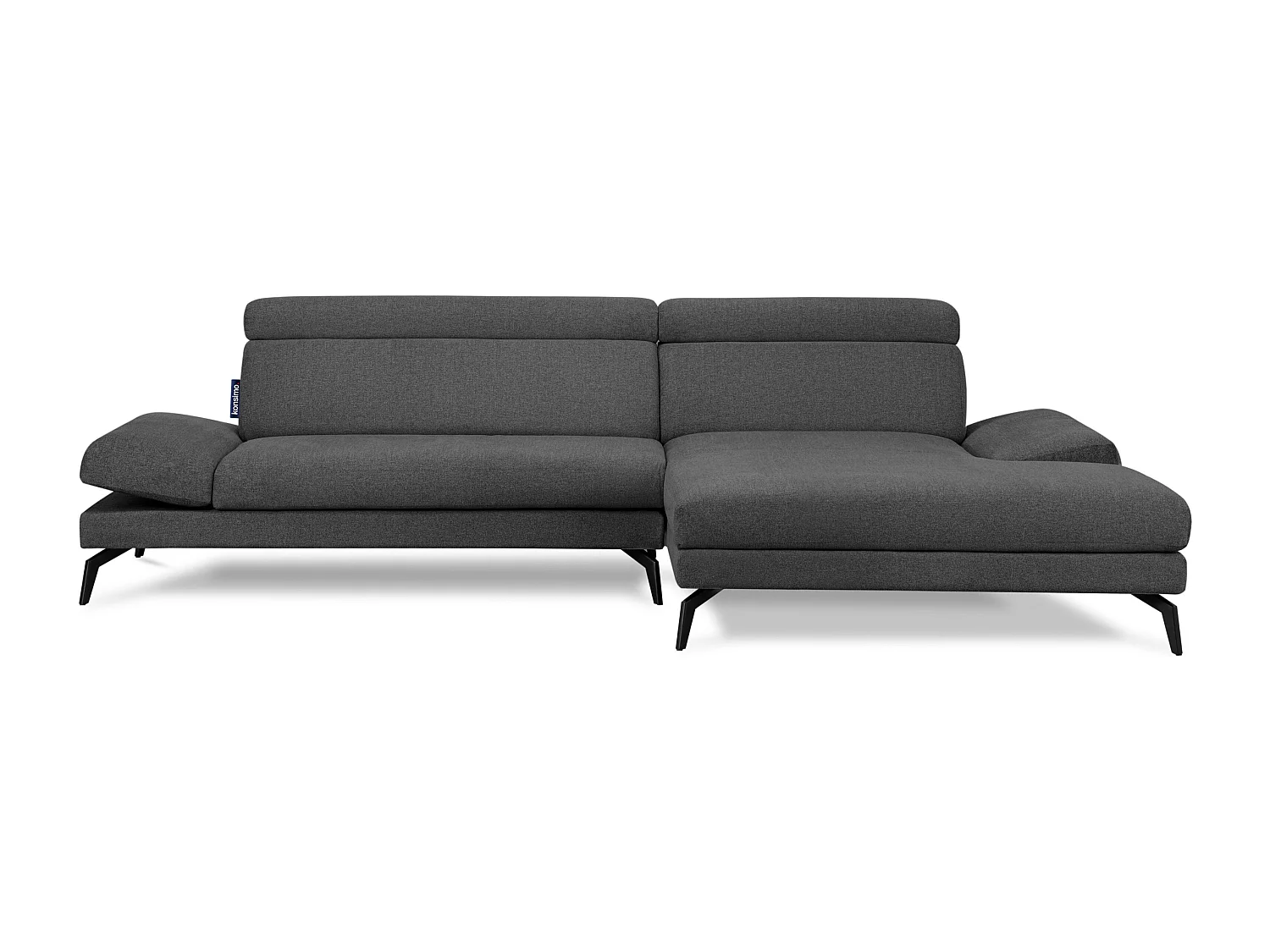 Ecksofa Modern - 4 Sitzer - bewegliche Kopfstütze - dunkelgrau - RENAR