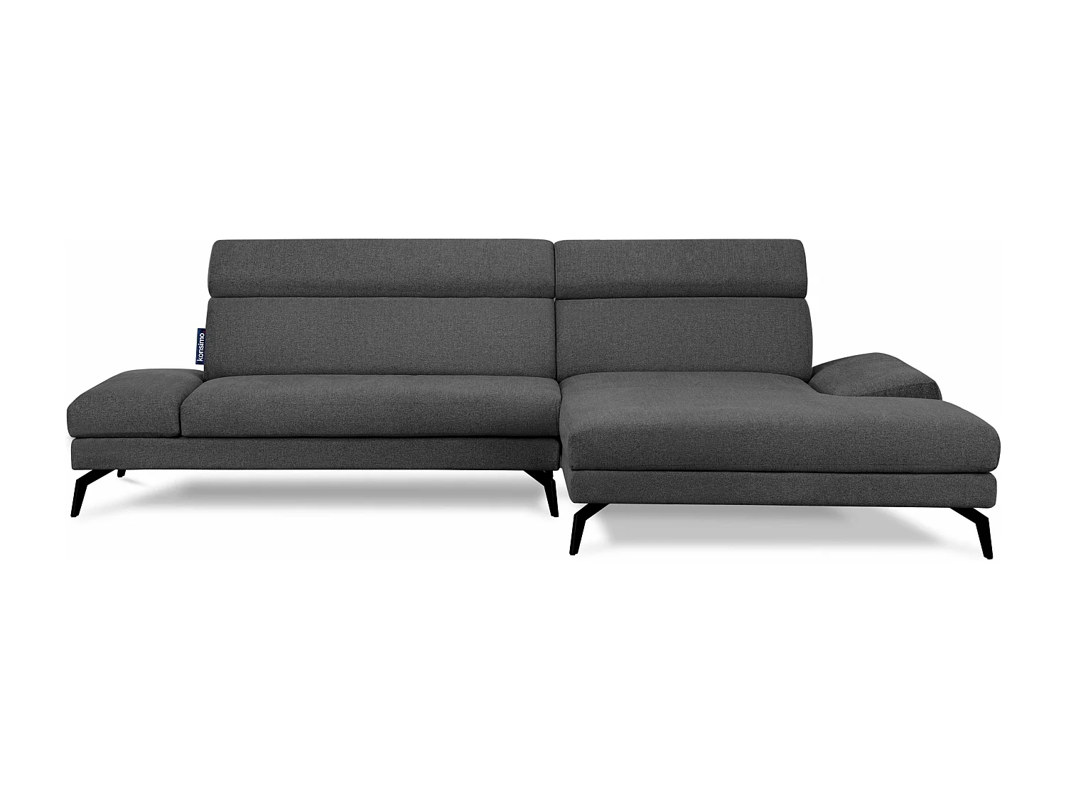 Ecksofa Modern - 4 Sitzer - bewegliche Kopfstütze - dunkelgrau - RENAR