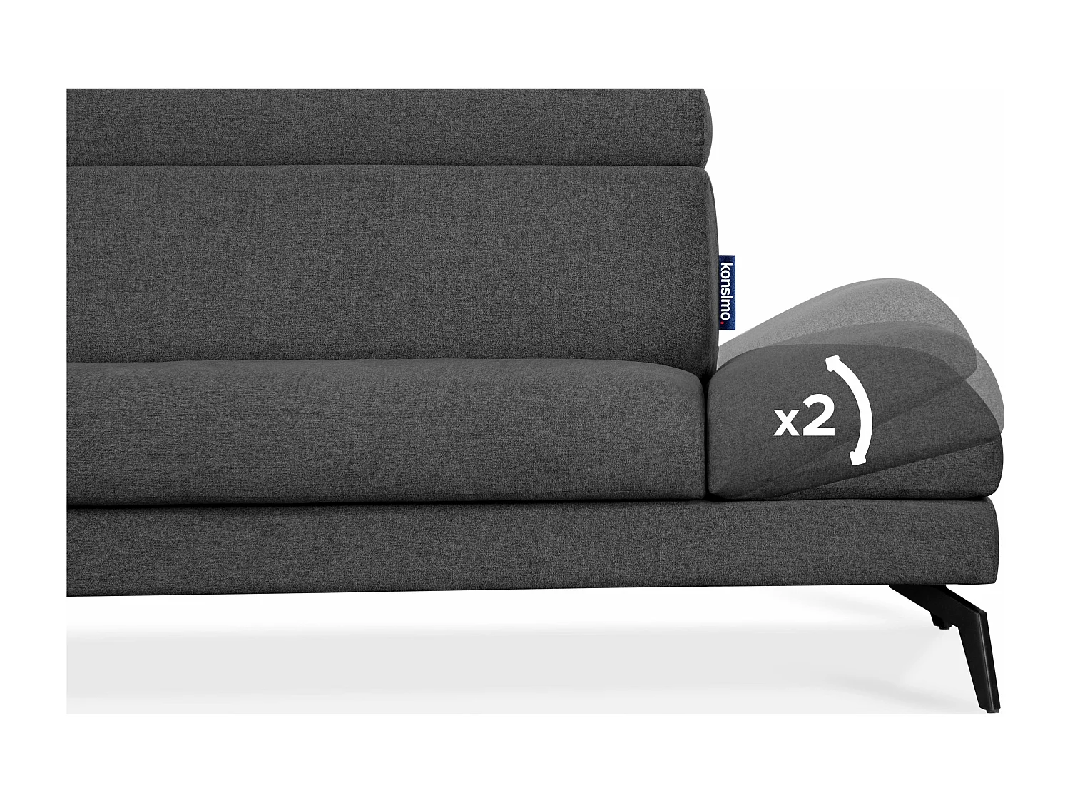 Ecksofa Modern - 4 Sitzer - bewegliche Kopfstütze - dunkelgrau - RENAR