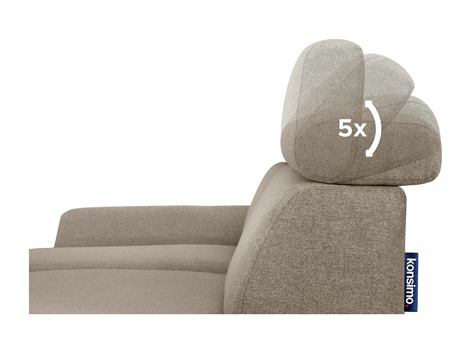 Ecksofa Modern - 4 Sitzer - bewegliche Kopfstütze - graubeige - RENAR