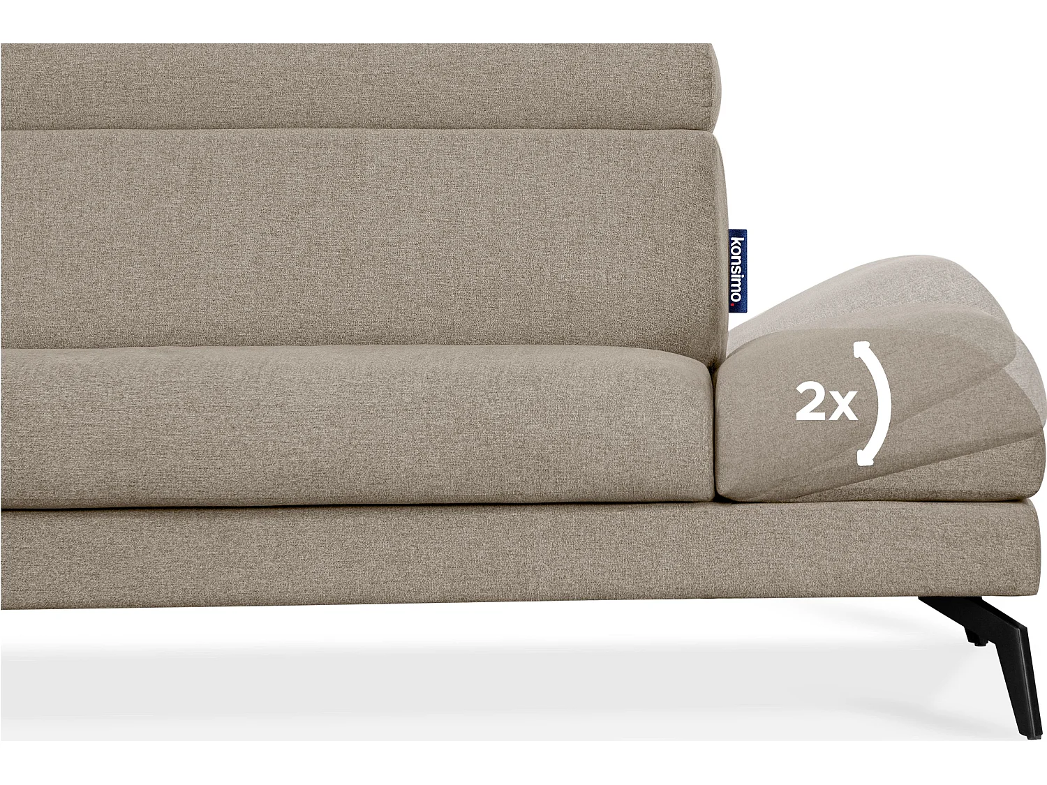 Ecksofa Modern - 4 Sitzer - bewegliche Kopfstütze - graubeige - RENAR