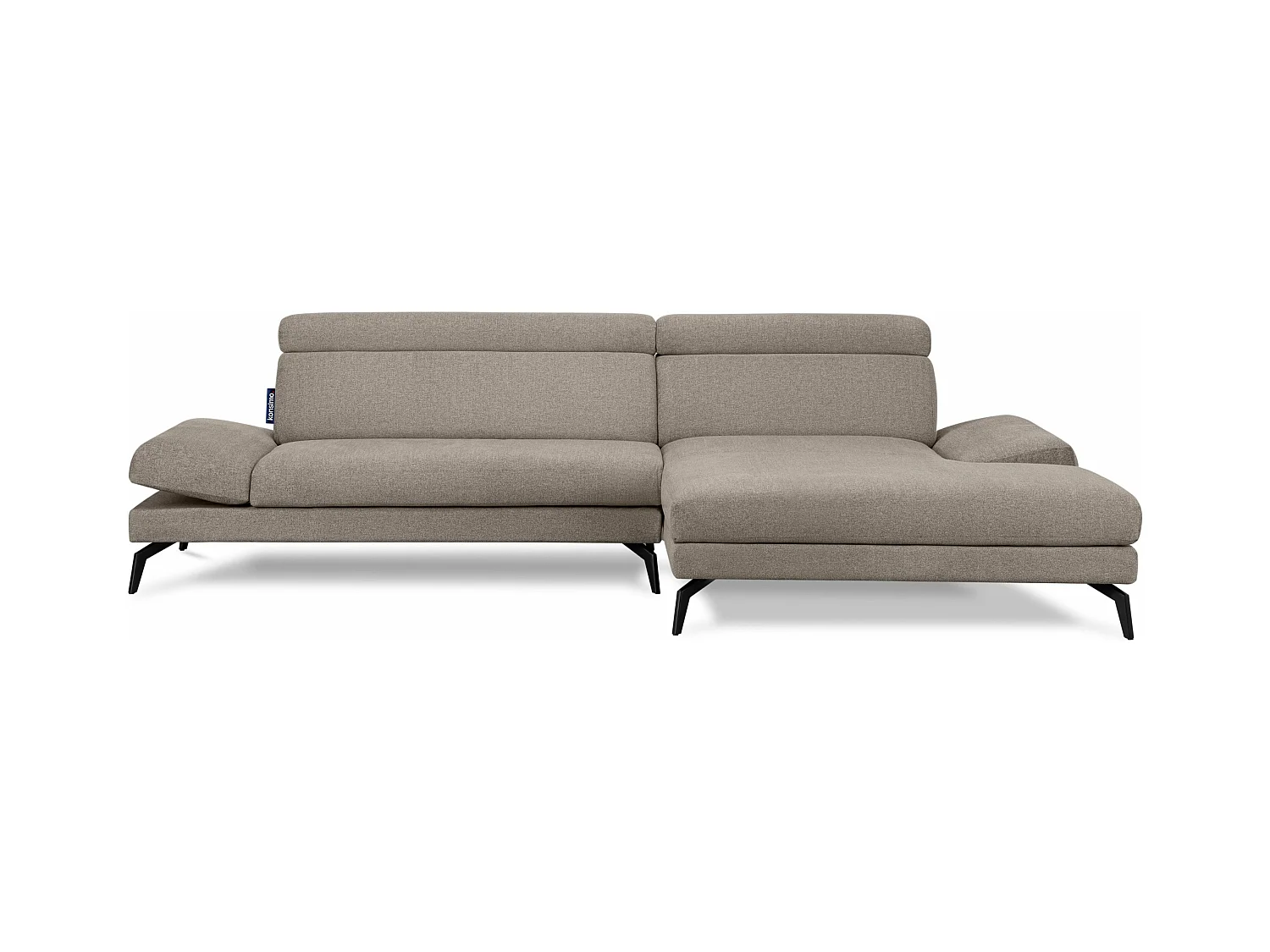 Canapé d'angle Moderne - 4 places - appuie-tête mobile - gris beige - RENAR
