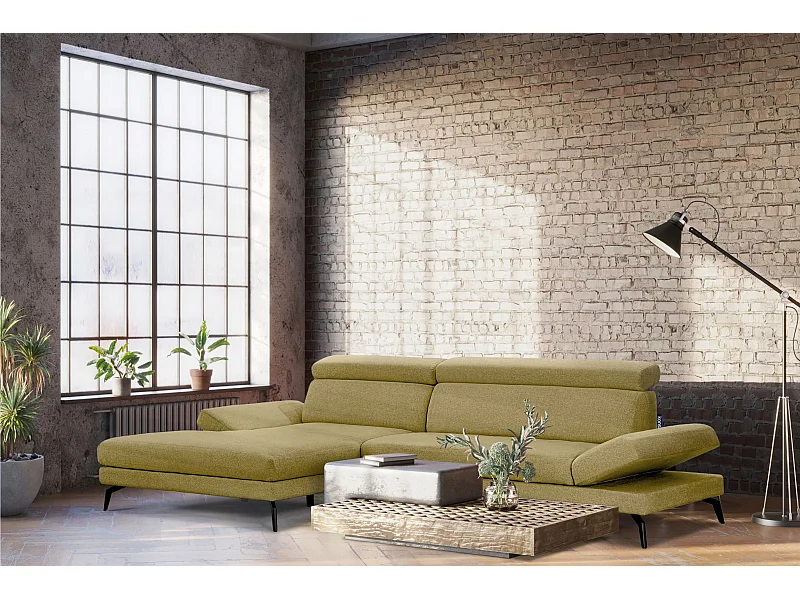Ecksofa Modern - 4 Sitzer - bewegliche Kopfstütze - Gelb - RENAR