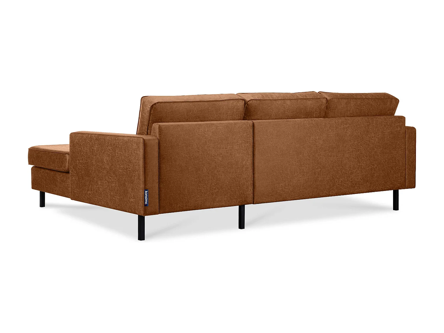 Loft Ecksofa rechts 4 Sitzer aus Leder und Mikrofaser - cognac - INVIA