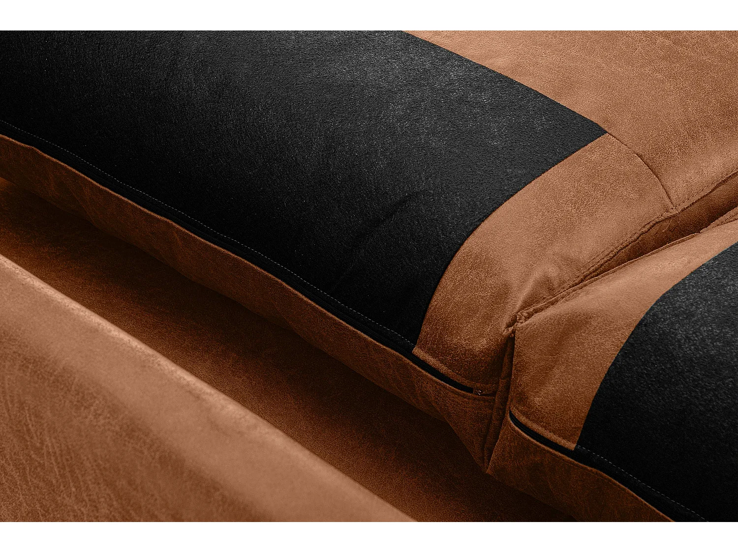 Loft Ecksofa rechts 4 Sitzer aus Leder und Mikrofaser - cognac - INVIA