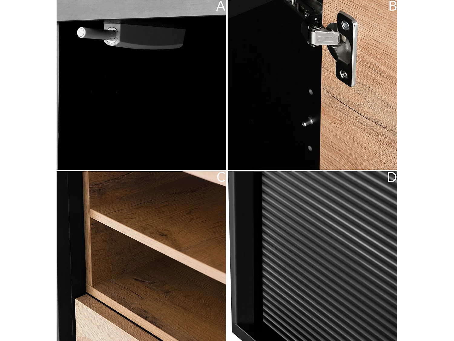 Regal Kreuzeinlage - schwarz - Eiche natur - LOFTY