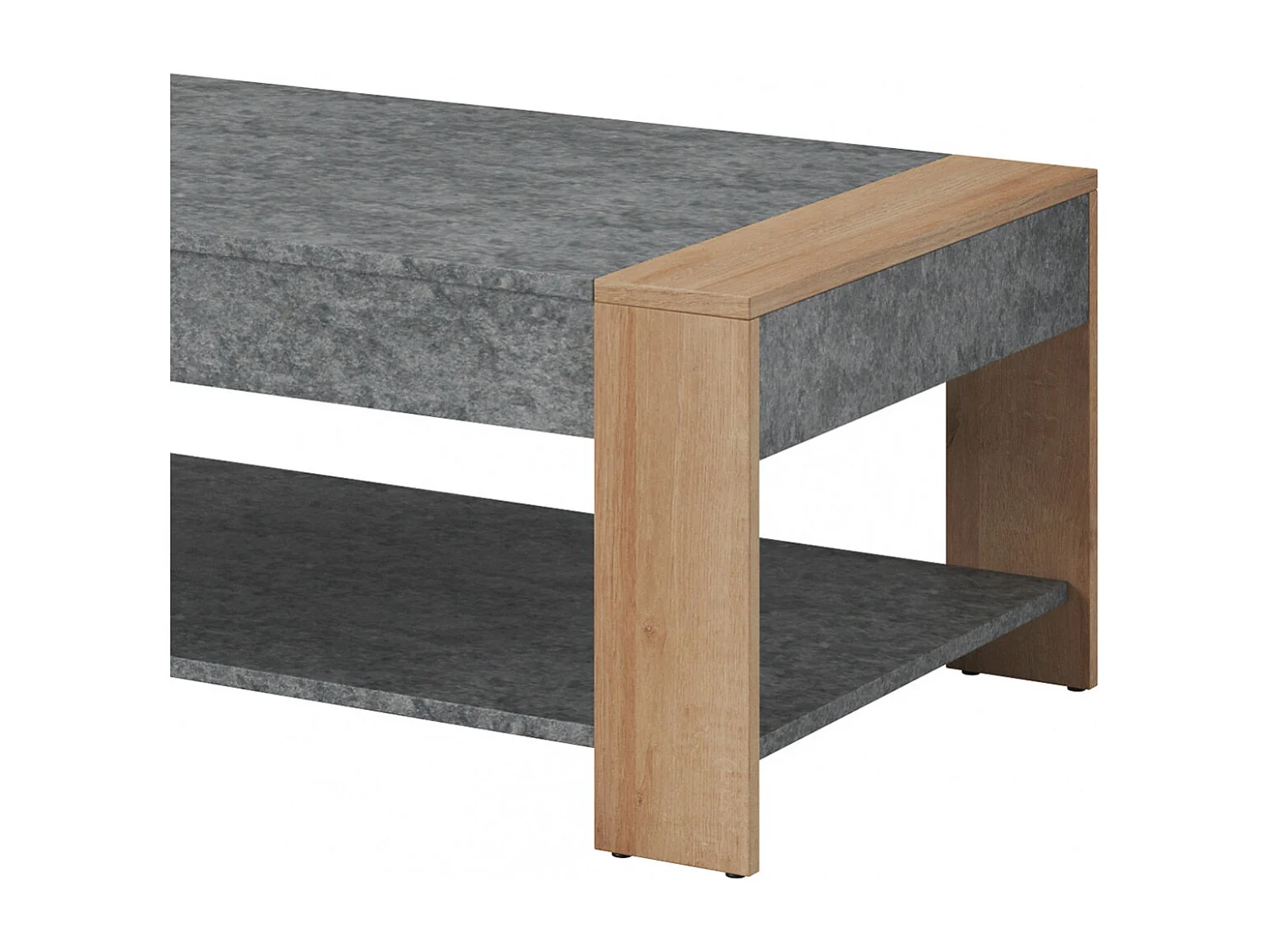 FANNY - Table Basse Rectangulaire Aspect Bois et Pierre