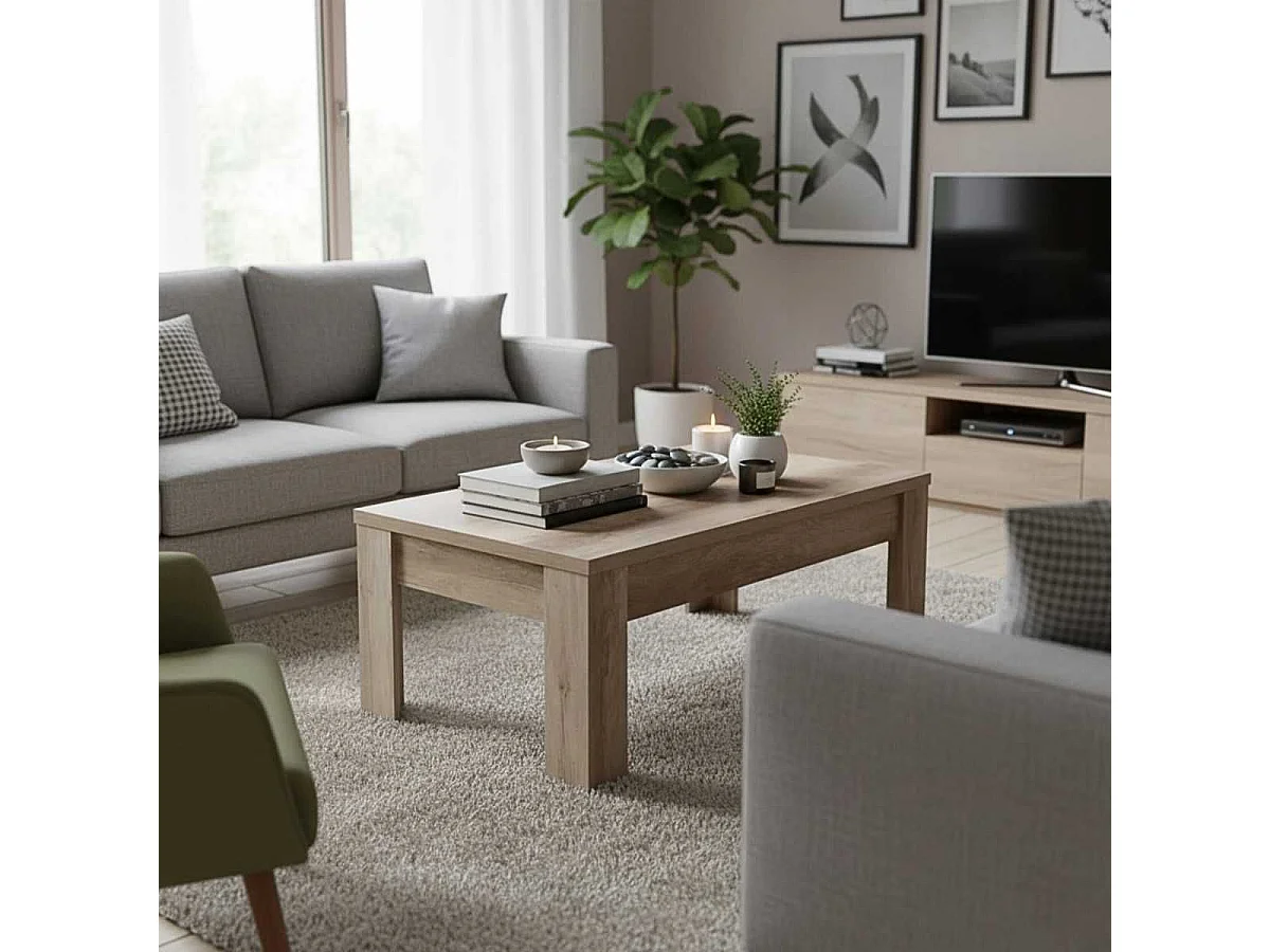 DOLMEN - Table Basse Rectangulaire Effet Bois