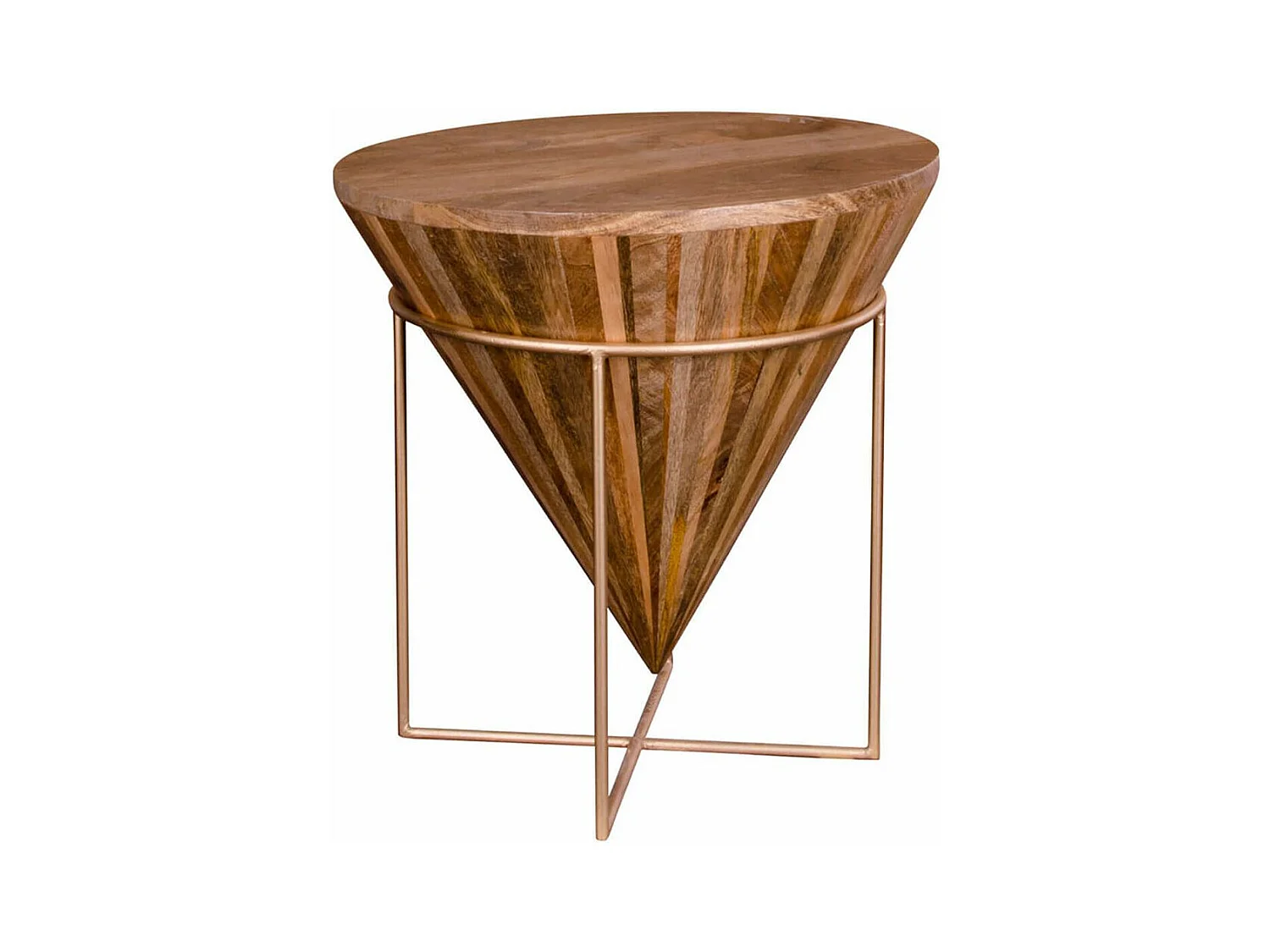 HAMMAS - Table Basse Conique Ø45cm Manguier Massif et Acier