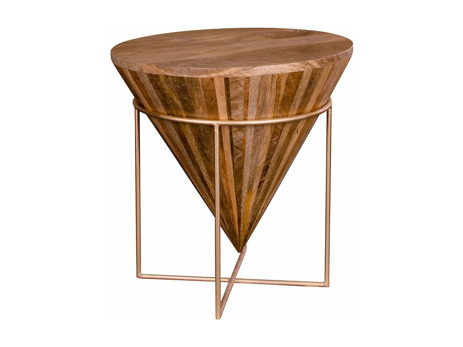 HAMMAS - Table Basse Conique Ø45cm Manguier Massif et Acier