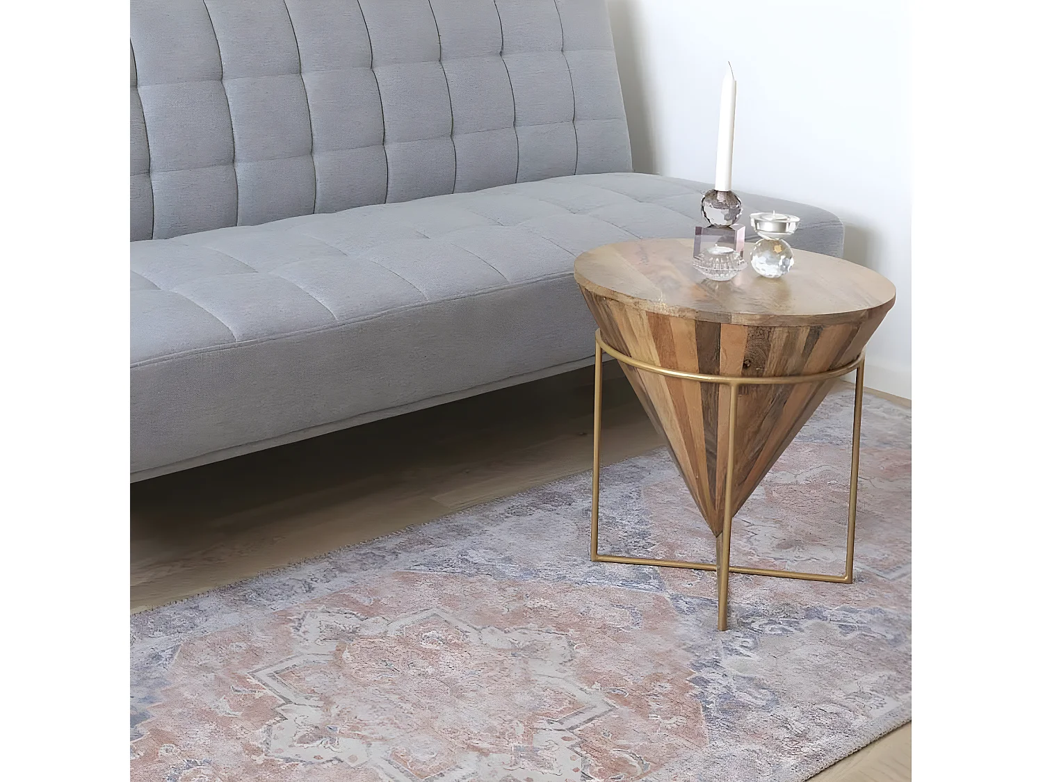 HAMMAS - Table Basse Conique Ø45cm Manguier Massif et Acier