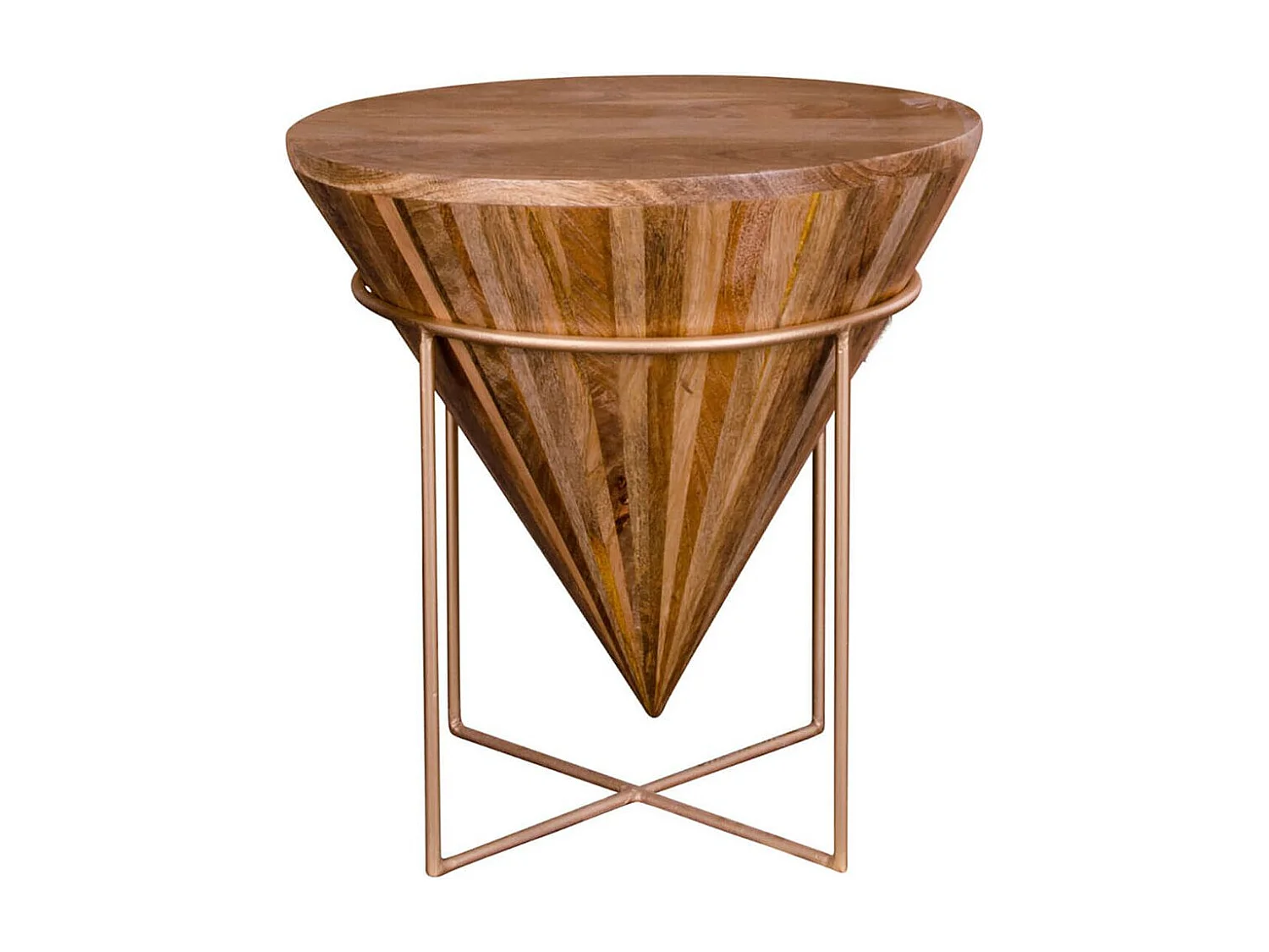 HAMMAS - Table Basse Conique Ø45cm Manguier Massif et Acier