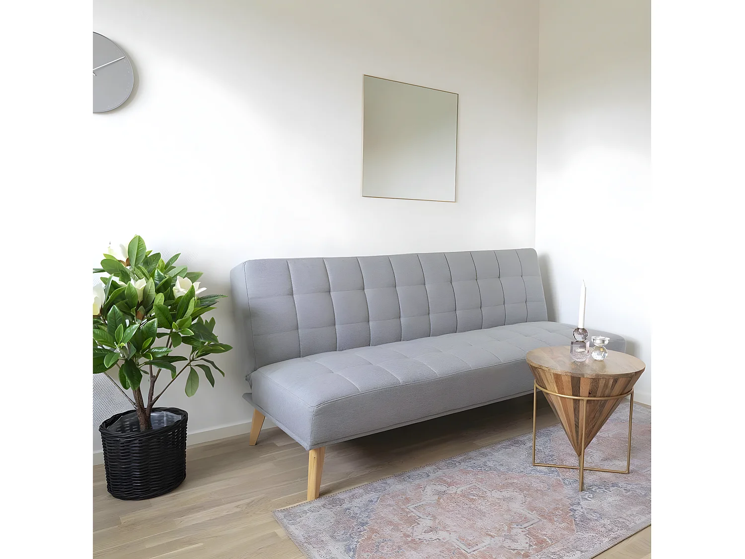 HAMMAS - Table Basse Conique Ø45cm Manguier Massif et Acier