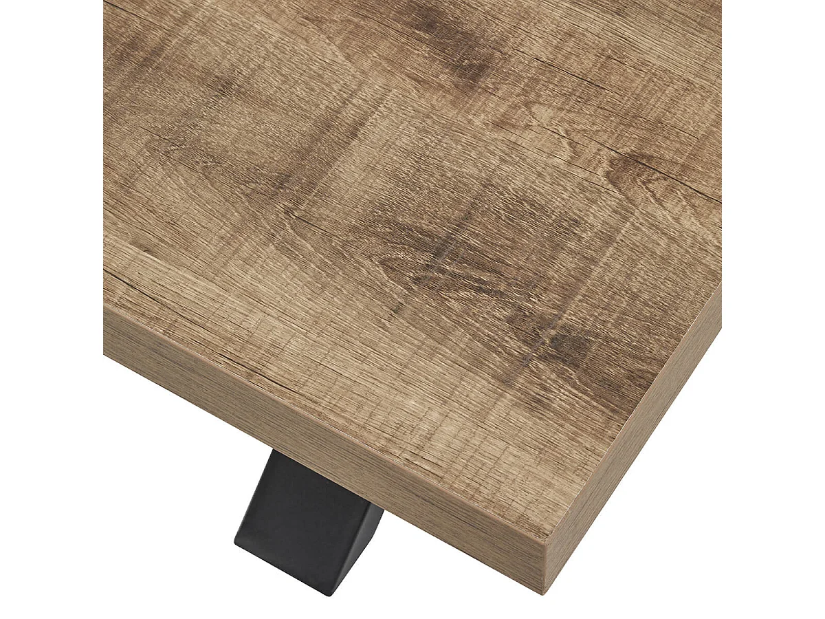 JENNA - Table Basse Aspect Bois Piètement X Métal Poudré Noir