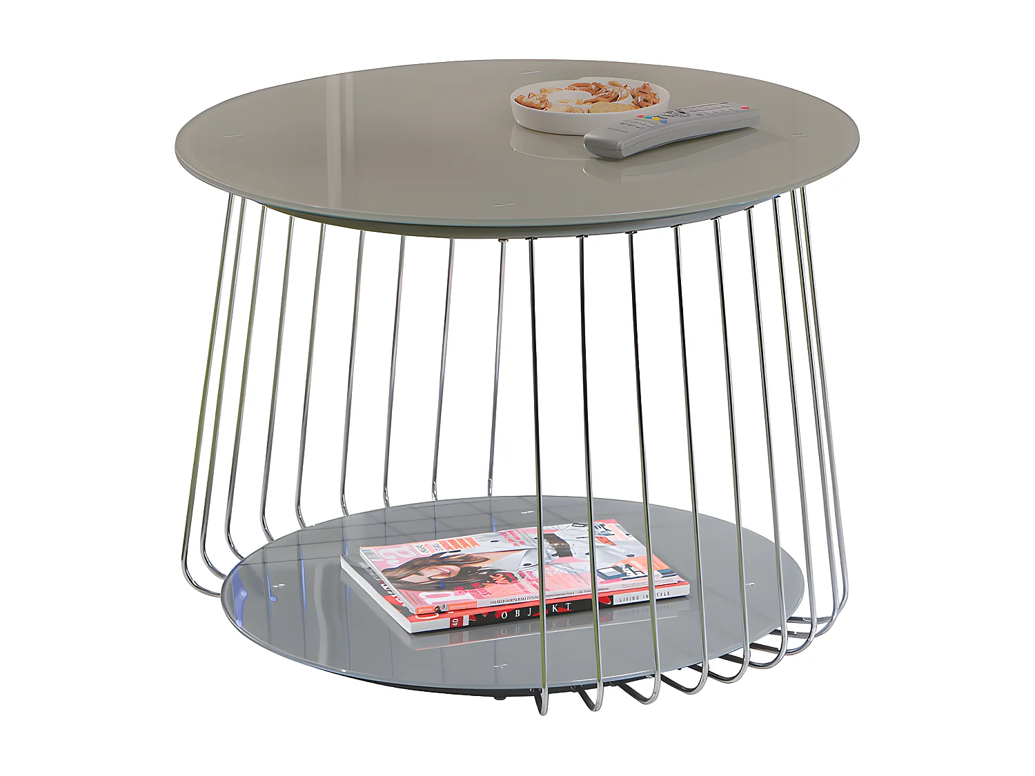 SALMA 70 - Table Basse Ronde Métallique Coloris Cappuccino