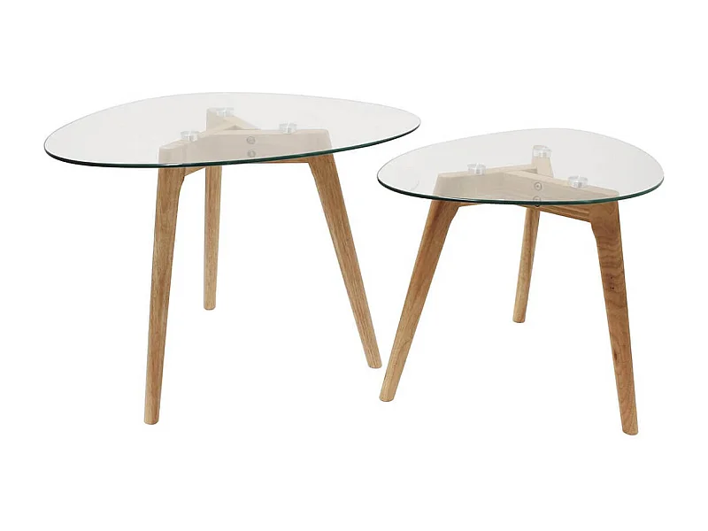 ROCH - Lot de 2 Tables Basses Gigognes Verre Trempé