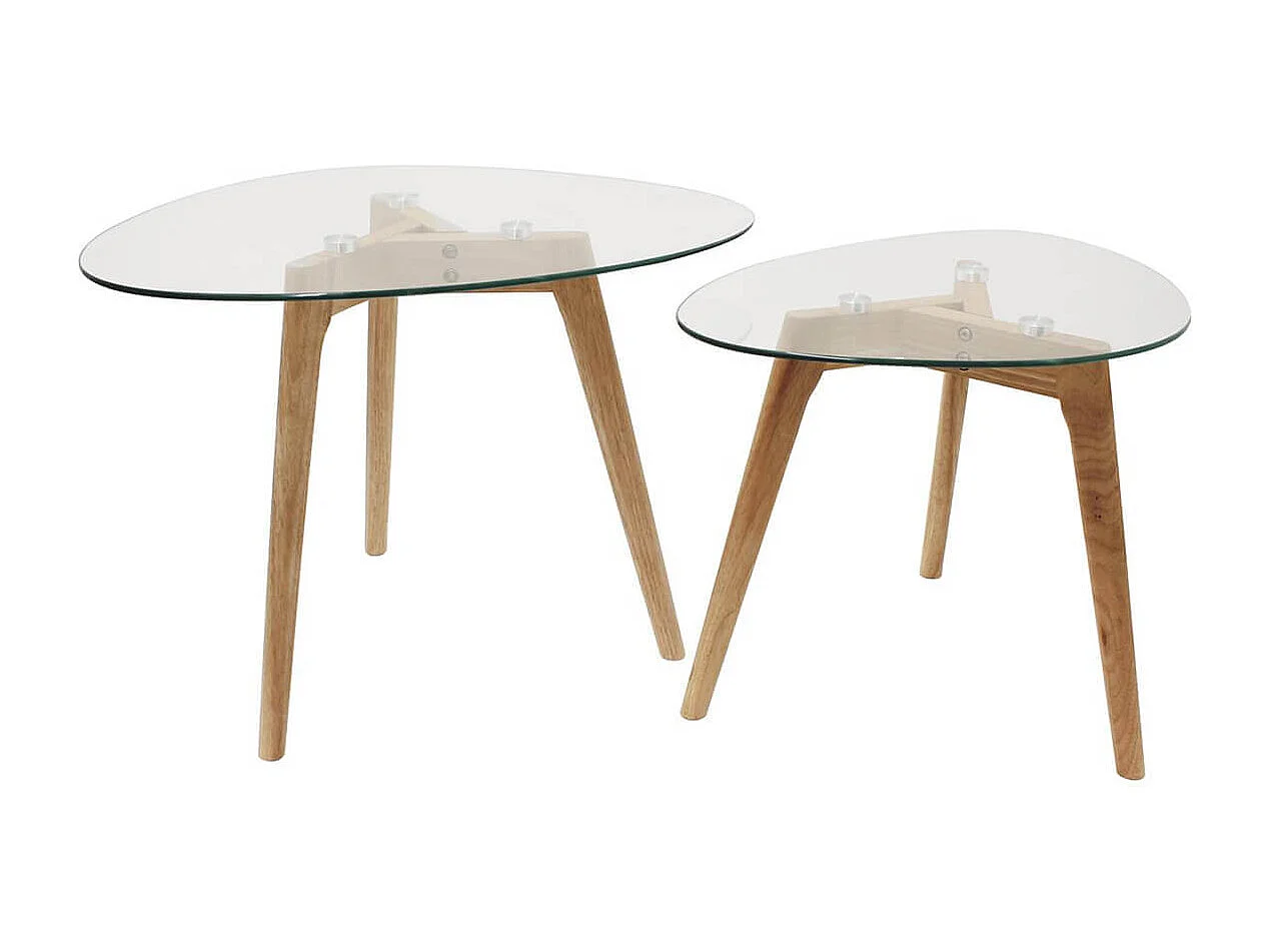 ROCH - Lot de 2 Tables Basses Gigognes Verre Trempé