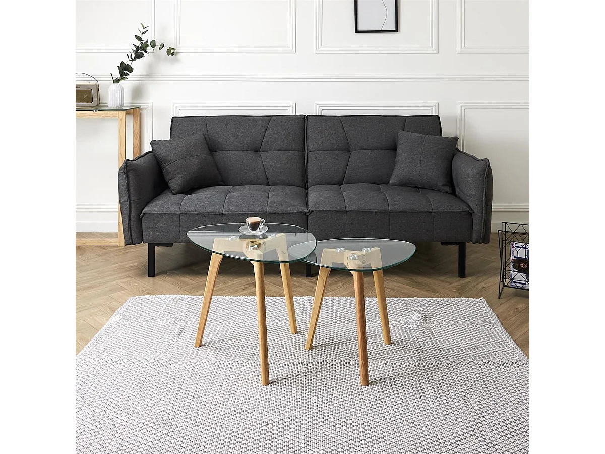 ROCH - Lot de 2 Tables Basses Gigognes Verre Trempé