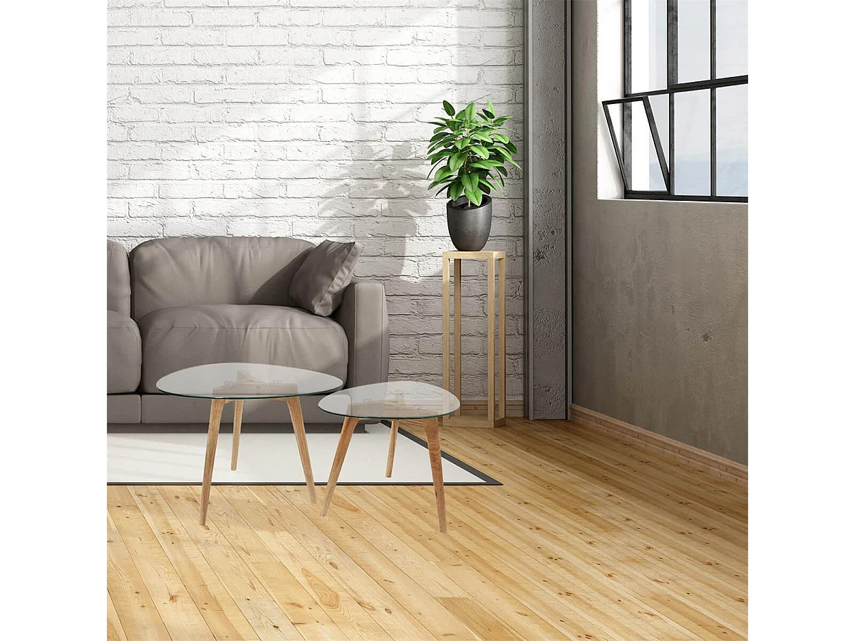 ROCH - Lot de 2 Tables Basses Gigognes Verre Trempé