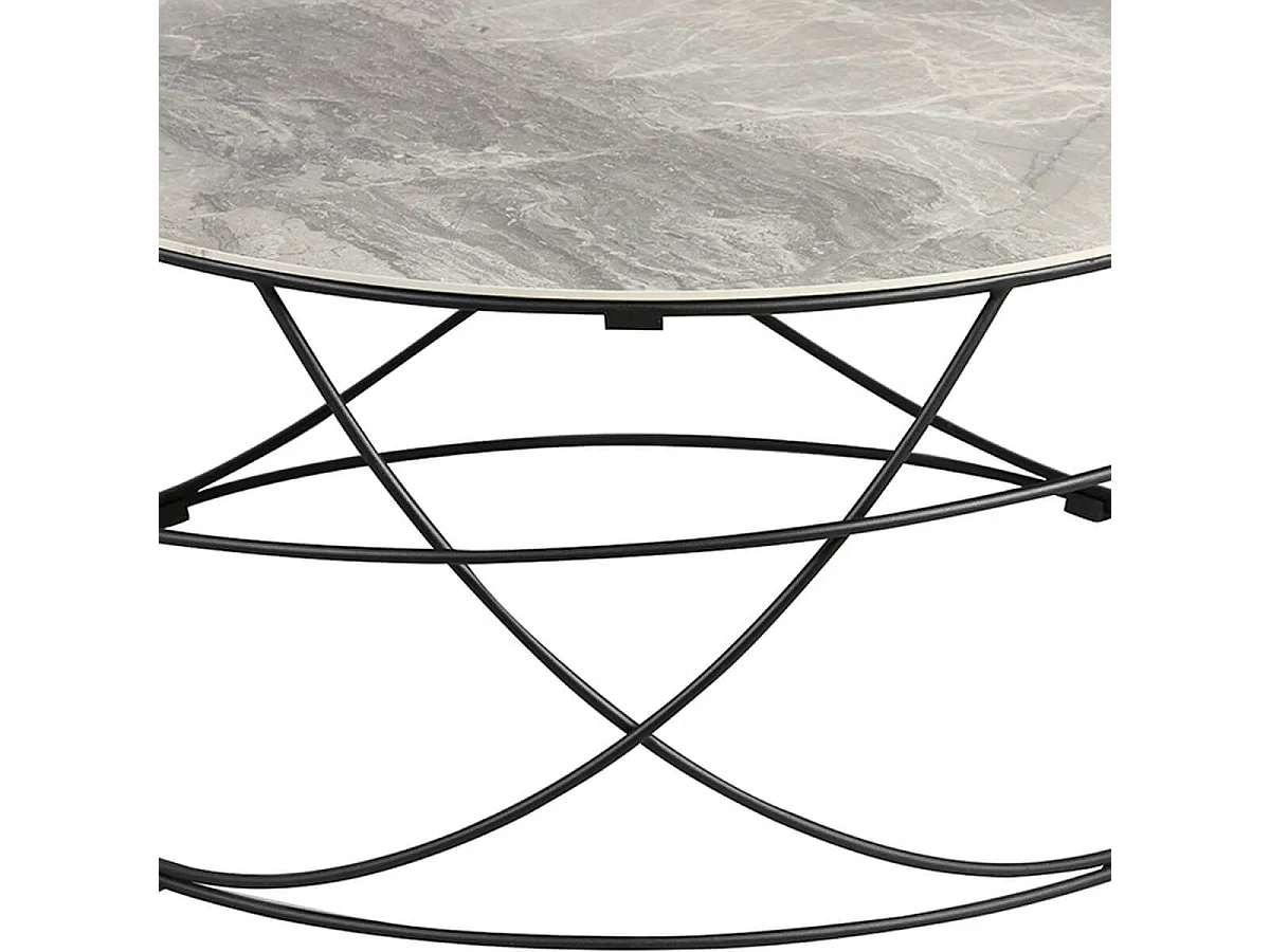 CATHLEEN - Table Basse Ronde Plateau Céramique