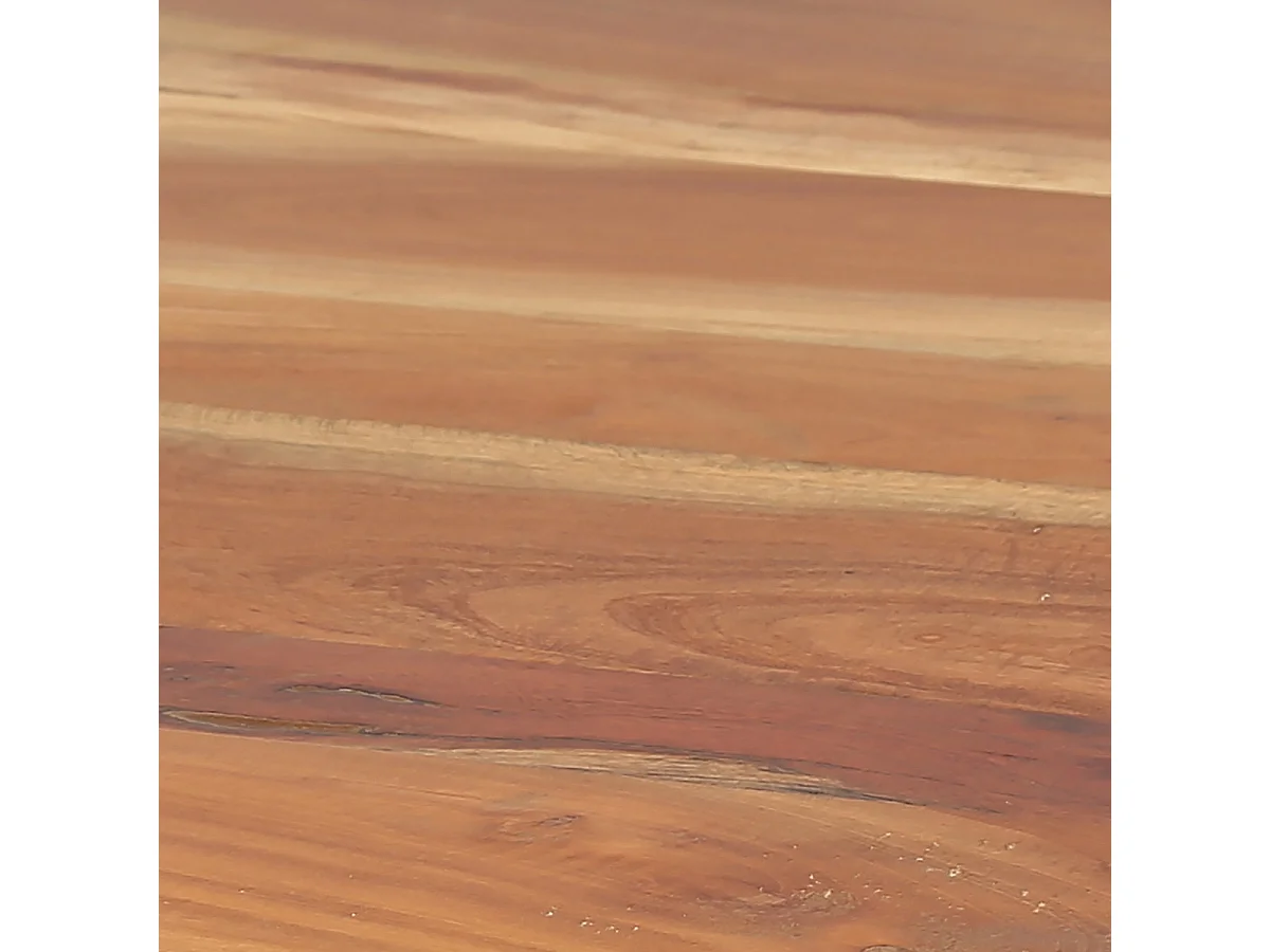 THARA - Table Basse Ronde Plateau en Bois de Recyclé et Pied en Acier