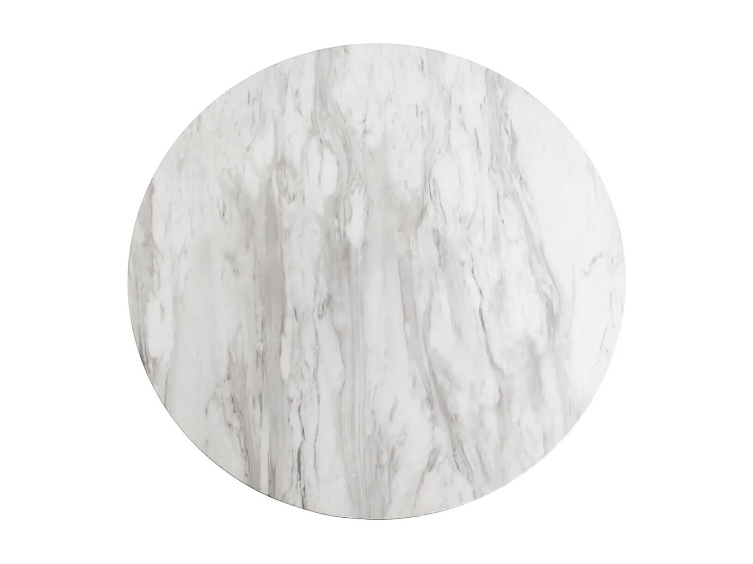 TYROL - Table Basse Ronde Ø70cm Aspect Marbré et Pied Acier Noir