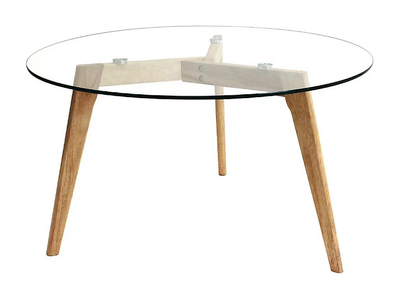 VERANE - Table Basse Ronde Plateau Verre