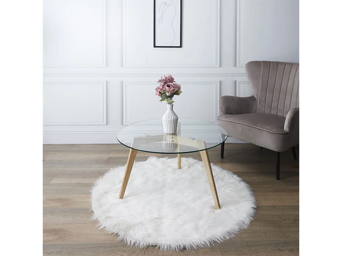 VERANE - Table Basse Ronde Plateau Verre