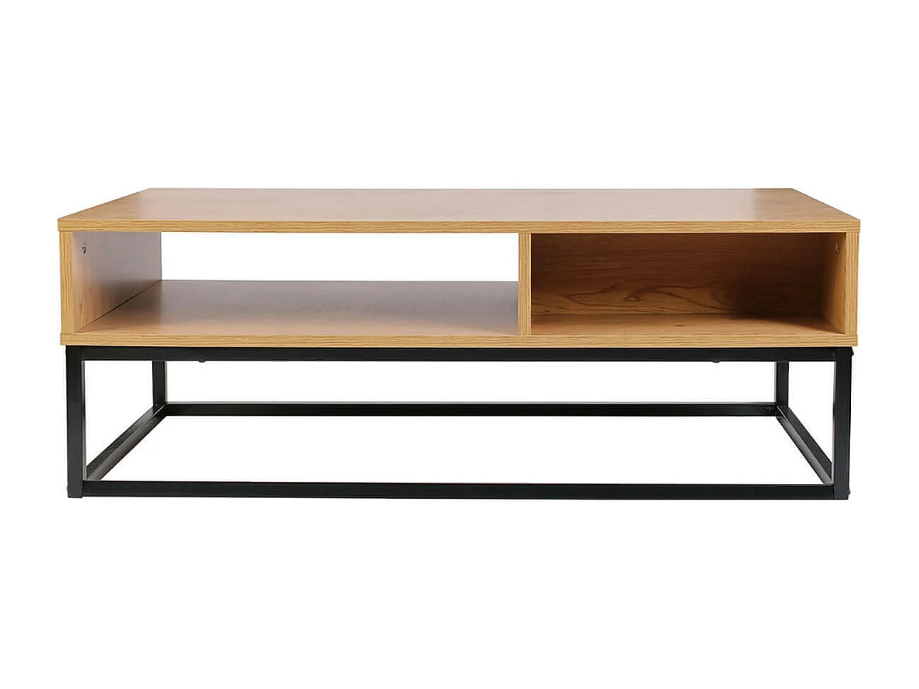 ABRIL - Table Basse 1 Tiroir Aspect Bois et Pieds Métal