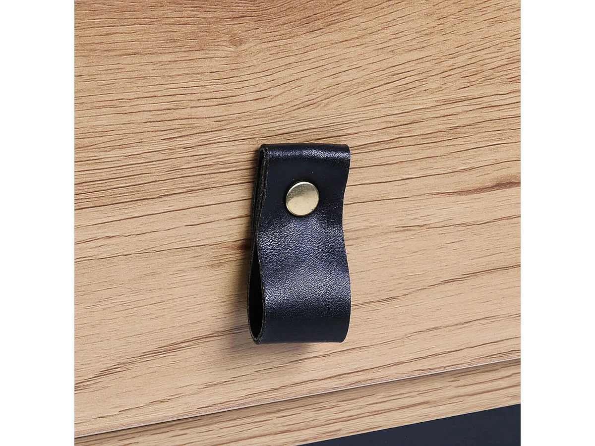 ABRIL - Table Basse 1 Tiroir Aspect Bois et Pieds Métal