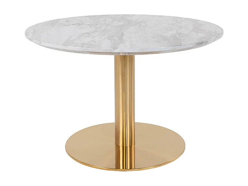 TYROL - Table Basse Ronde Ø70cm Aspect Marbré et Pied Acier Doré