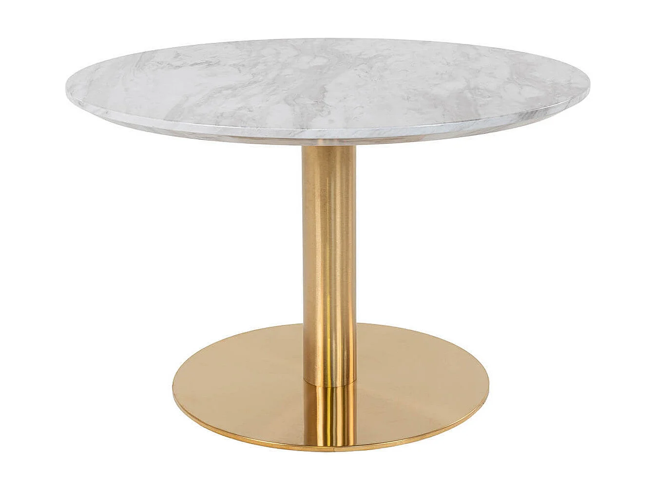 TYROL - Table Basse Ronde Ø70cm Aspect Marbré et Pied Acier Doré